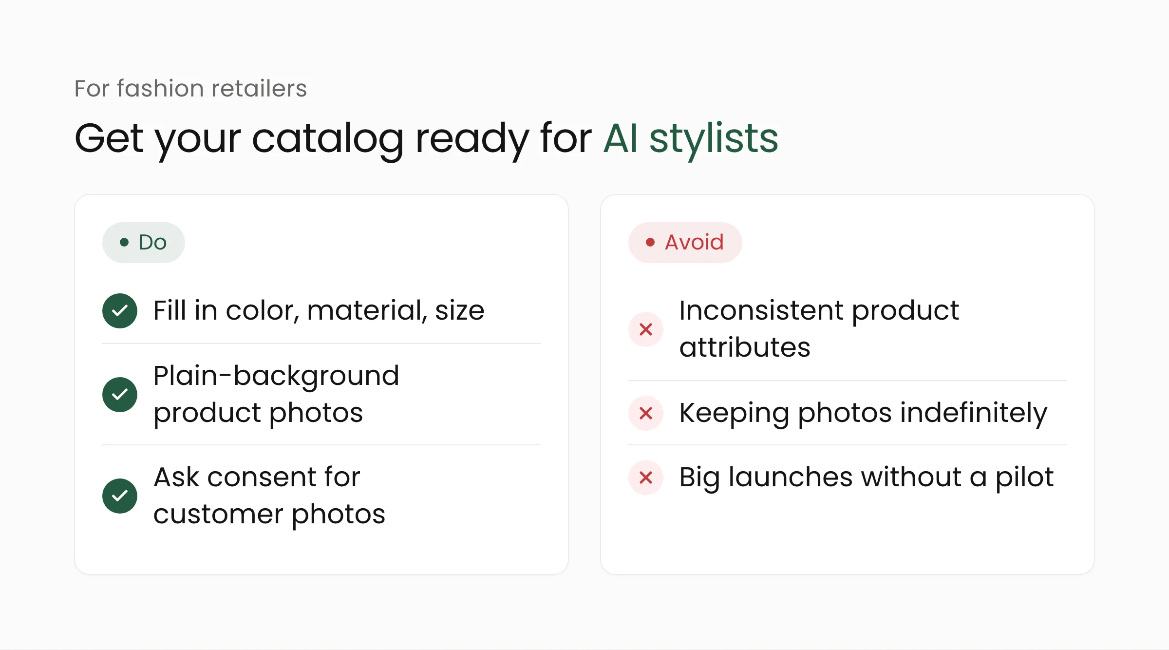 Do and avoid list for fashion retailers preparing for AI styling assistants