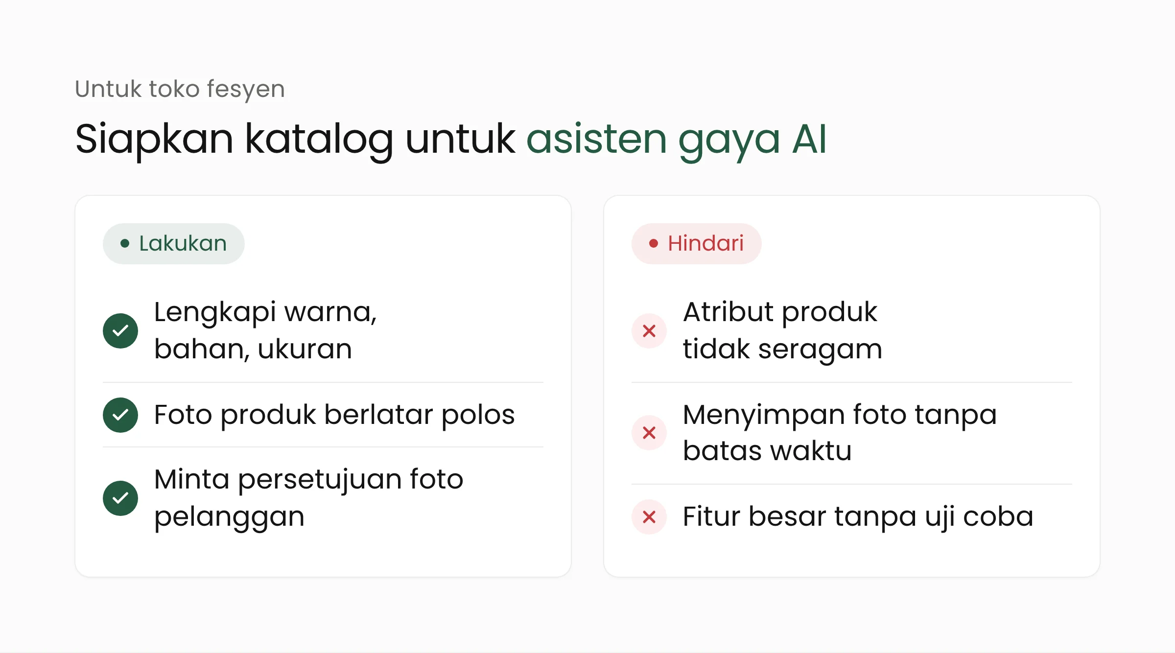 Lakukan dan hindari bagi toko fesyen yang ingin siap menghadapi asisten gaya berbasis AI