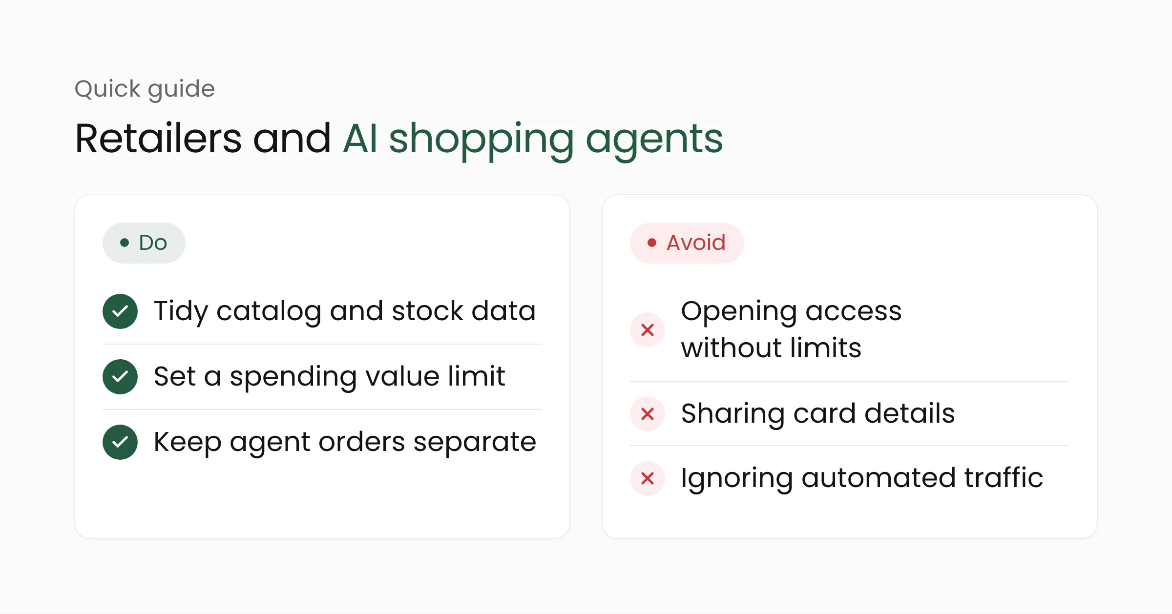List of what retailers should prepare and avoid when facing AI shopping agents